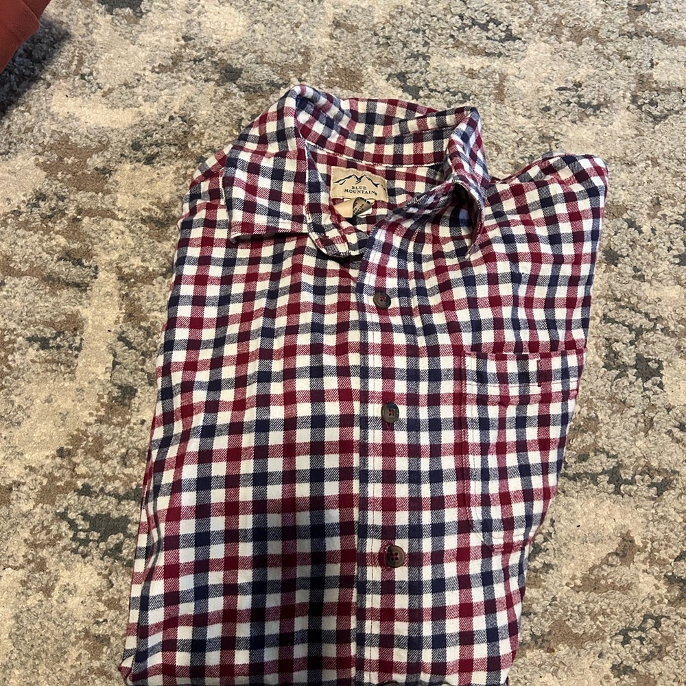 Classic Checkered Men's Shirt - Burgundy and Navy